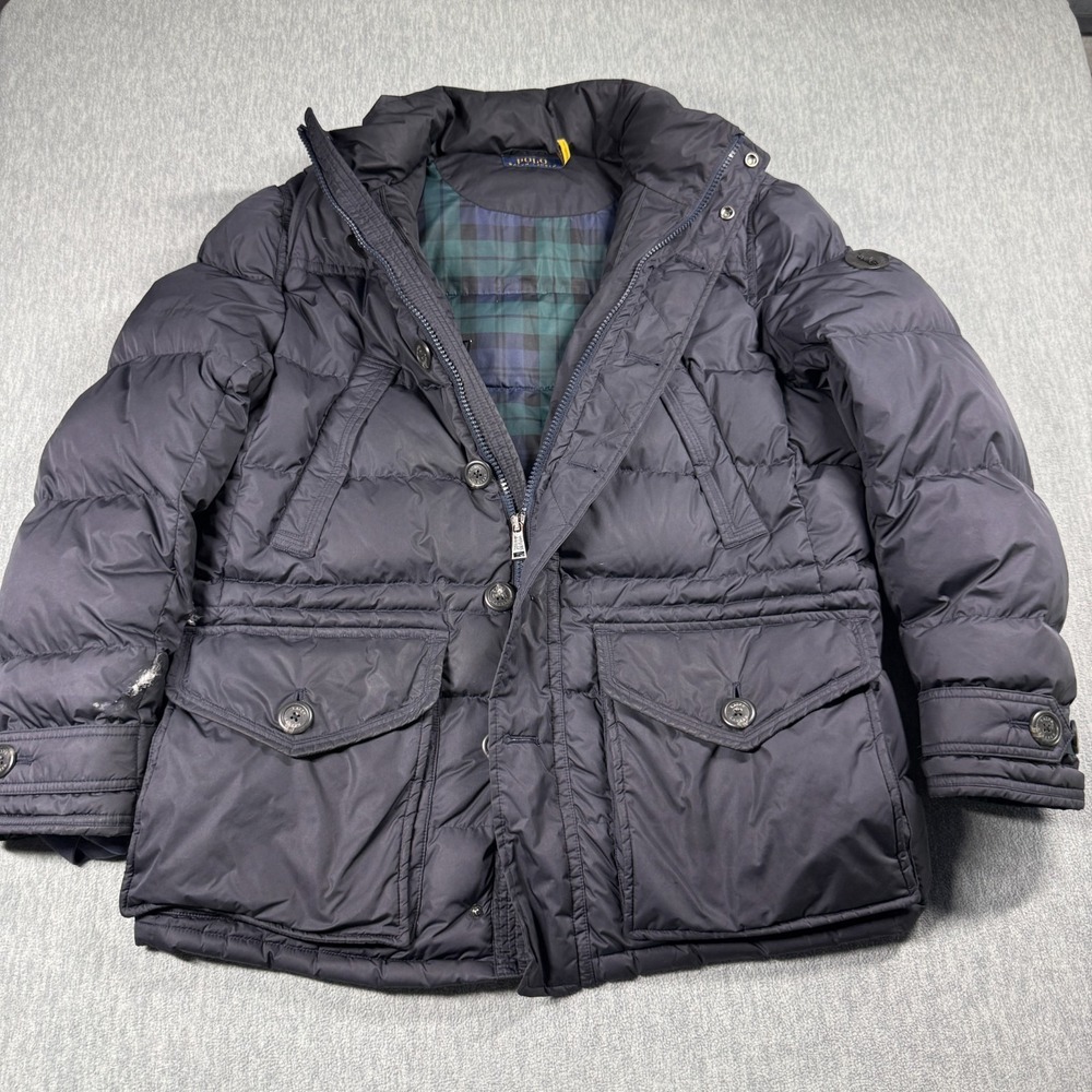 Polo Ralph Lauren Jacket Mens L Black Down Filled Quilted Puffer Heavy Parka Coa